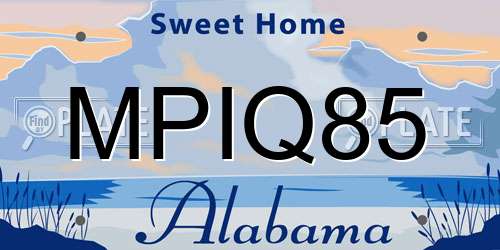 MPIQ85 Alabama License Plate