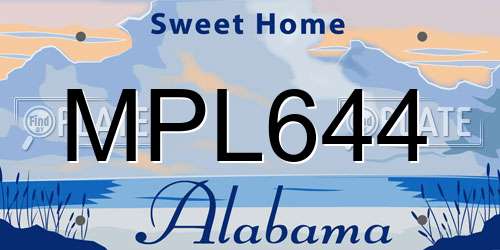 MPL644 Alabama License Plate