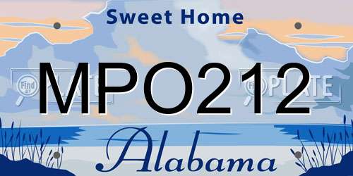 MPO212 Alabama License Plate