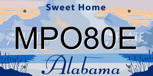 MPO80E Alabama License Plate