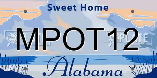 MPOT12 Alabama License Plate
