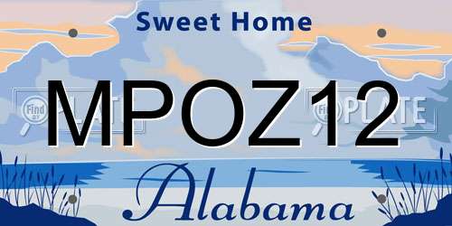 MPOZ12 Alabama License Plate