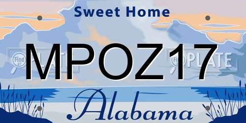 MPOZ17 Alabama License Plate