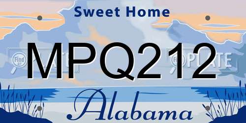 MPQ212 Alabama License Plate