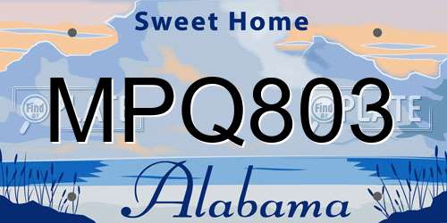 MPQ803 Alabama License Plate