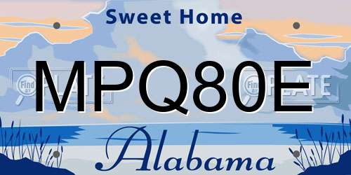 MPQ80E Alabama License Plate