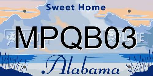 MPQB03 Alabama License Plate
