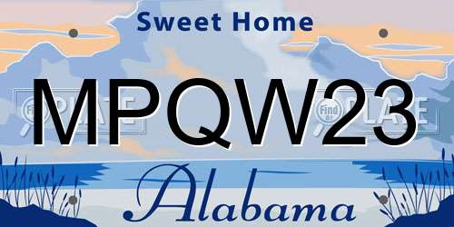 MPQW23 Alabama License Plate