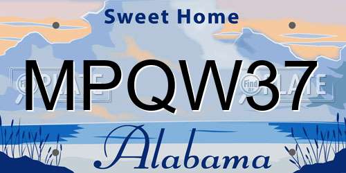 MPQW37 Alabama License Plate