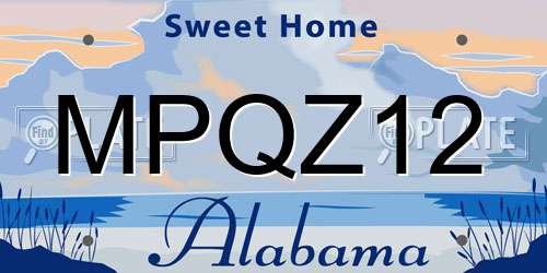 MPQZ12 Alabama License Plate