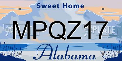 MPQZ17 Alabama License Plate