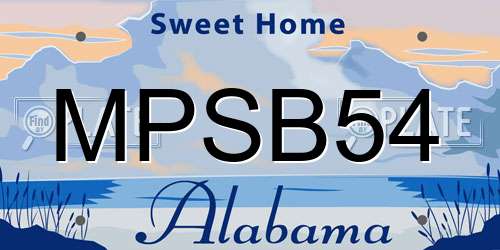 MPSB54 Alabama License Plate