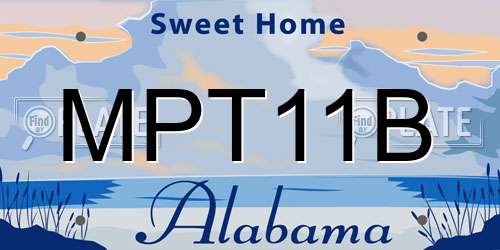 MPT11B Alabama License Plate