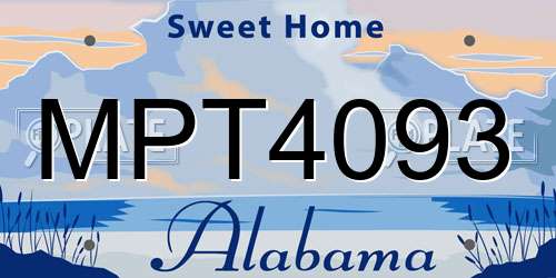 MPT4093 Alabama License Plate