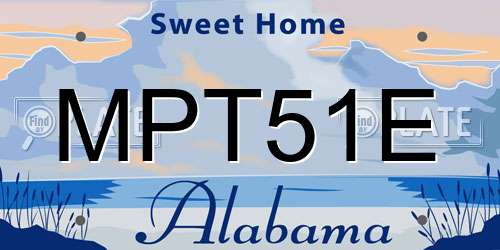 MPT51E Alabama License Plate