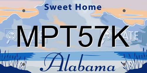 MPT57K Alabama License Plate