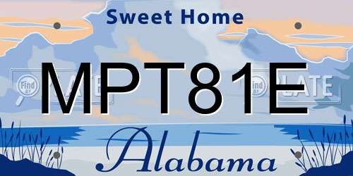 MPT81E Alabama License Plate