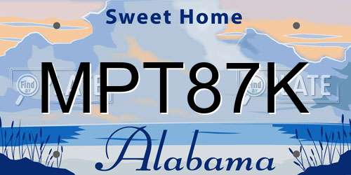 MPT87K Alabama License Plate