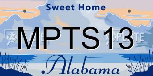 MPTS13 Alabama License Plate