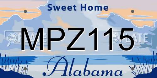 MPZ115 Alabama License Plate