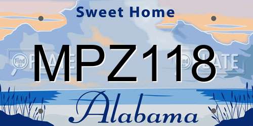 MPZ118 Alabama License Plate