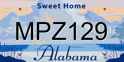 MPZ129 Alabama License Plate