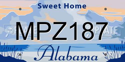 MPZ187 Alabama License Plate