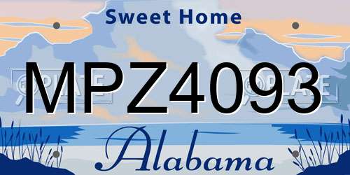 MPZ4093 Alabama License Plate