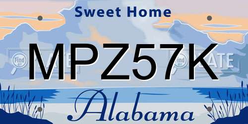 MPZ57K Alabama License Plate