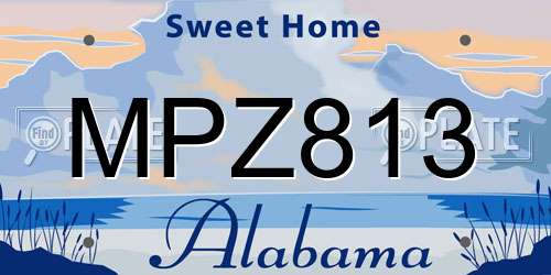 MPZ813 Alabama License Plate