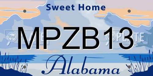 MPZB13 Alabama License Plate