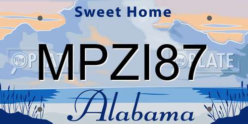 MPZI87 Alabama License Plate