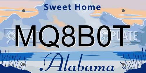 MQ8B0T Alabama License Plate