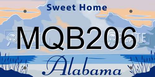 MQB206 Alabama License Plate