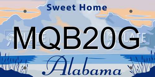MQB20G Alabama License Plate