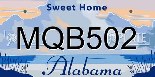 MQB502 Alabama License Plate