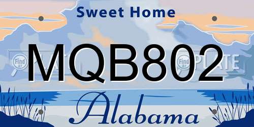 MQB802 Alabama License Plate