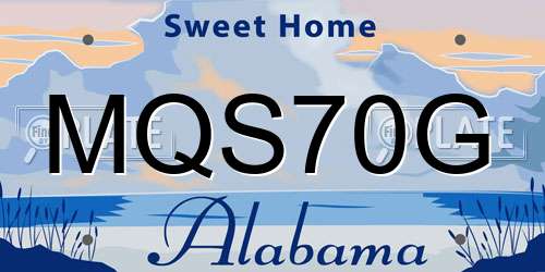 MQS70G Alabama License Plate