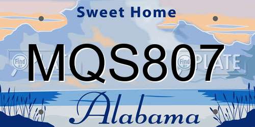 MQS807 Alabama License Plate