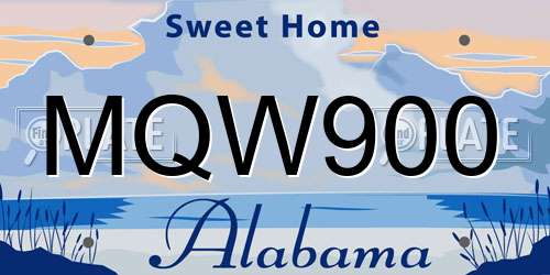 MQW900 Alabama License Plate