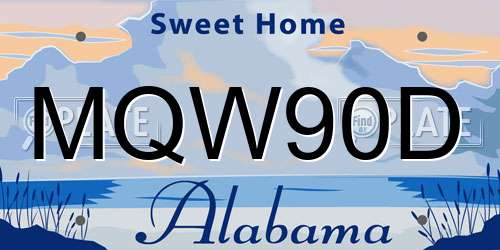 MQW90D Alabama License Plate