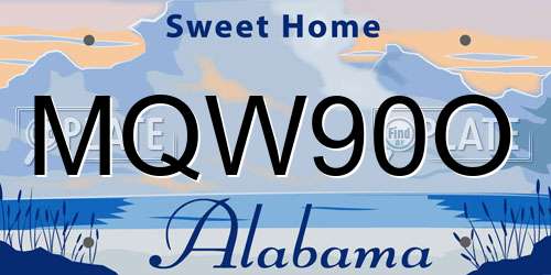 MQW90O Alabama License Plate