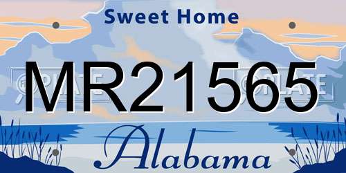 MR21565 Alabama License Plate