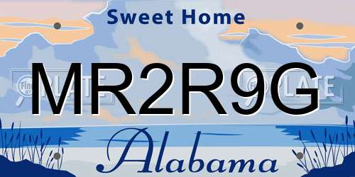 MR2R9G Alabama License Plate
