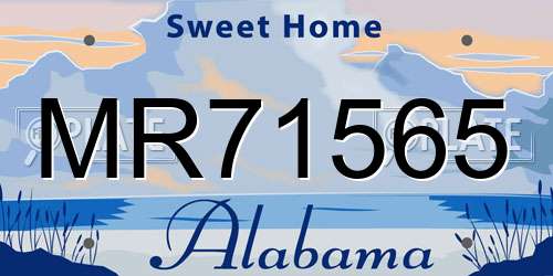 MR71565 Alabama License Plate