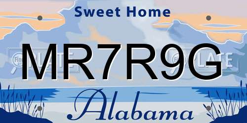 MR7R9G Alabama License Plate