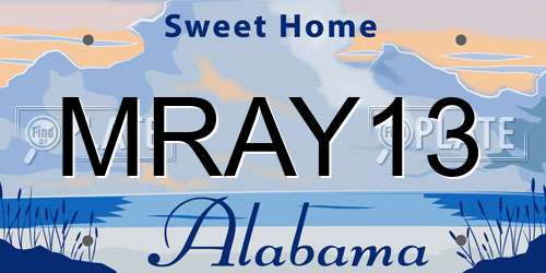MRAY13 Alabama License Plate