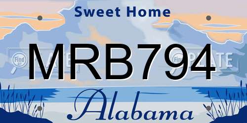 MRB794 Alabama License Plate