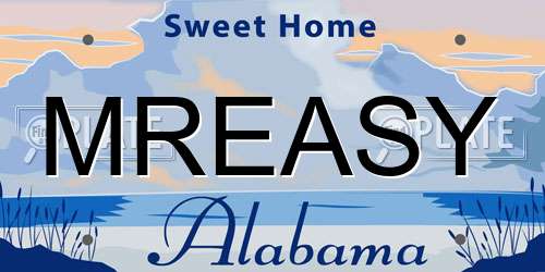 MREASY Alabama License Plate