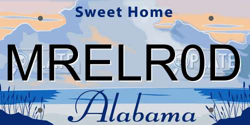 MRELR0D Alabama License Plate